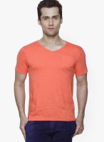 Globus Orange Solid Round Neck T-Shirt