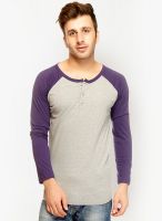 Gritstones Grey Solid Henley T-Shirts