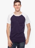 Gritstones Purple Solid Henley T-Shirts