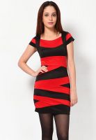 Harpa Cap Sleeve Solid Red Dress