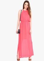 Harpa Pink Colored Solid Maxi Dress