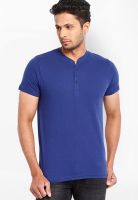 Highlander Cobalt Blue Solid Henley TShirts