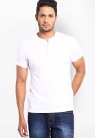 Highlander White Solid Henley TShirts