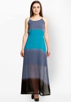 ITI Blue Colored Solid Maxi Dress