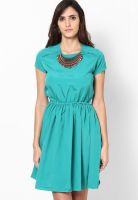 I Know Green Colored Solid Asymmetric Dress