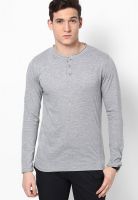 Incult Grey Solid Henley T-Shirts