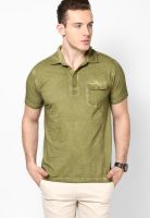 Incult Olive Solid Polo T-Shirts