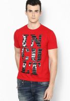 Incult Red Solid Round Neck T-Shirts