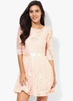 JC Collection Pink Colored Embroidered Skater Dress