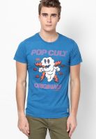 Jack & Jones Blue Printed Round Neck T-Shirts