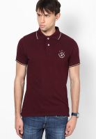 Jack & Jones Maroon Solid Polo T-Shirts