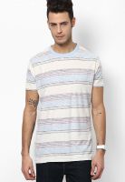 Jack & Jones Off White Printed Round Neck T-Shirts