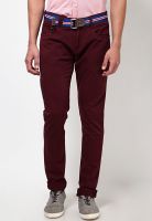 Jogur Solid Maroon Slim Fit Jeans