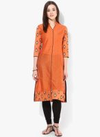 Kira Orange Printed Kurta