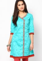 Kurti'S Aqua Blue Embroidered Kurtis