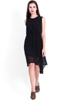 La Zoire Black Colored Solid Asymmetric Dress