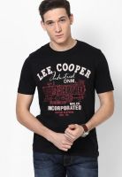 Lee Cooper Black Printed Round Neck T-Shirts