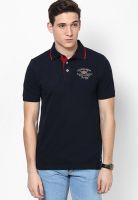 Lee Cooper Navy Blue Printed Polo T-Shirts