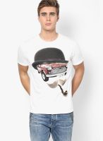 Lee Cooper Off White Printed Round Neck T-Shirts
