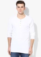 Levi's White Solid Henley T-Shirt