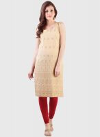 Libas Beige Embroidered Kurta