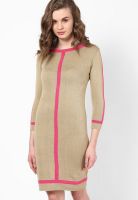 MB Brown Colored Solid Bodycon Dress