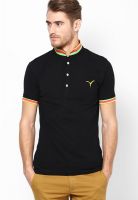 Monteil & Munero Black Solid Polo T-Shirts