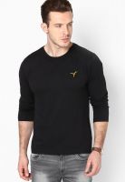 Monteil & Munero Black Solid Round Neck T-Shirts