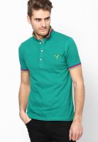 Monteil & Munero Green Solid Polo T-Shirts