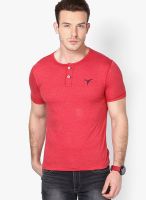 Monteil & Munero Red Solid Henley T-Shirts