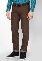 Park Avenue Brown Low Rise Slim Fit Jeans