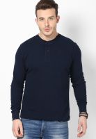 Parx Blue Solid Henley T-Shirts