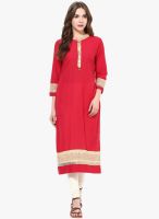 Prakhya Red Solid Kurta