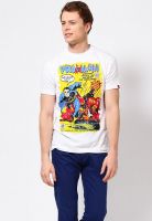 Probase White Printed Round Neck T-Shirts