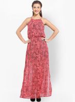Purys Pink Colored Printed Maxi Dress