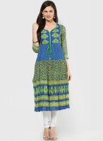 Rain & Rainbow Blue Printed Anarkali