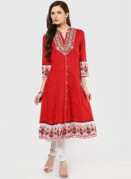 Rain & Rainbow Red Printed Anarkali