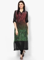 Raindrops Peach Paisley Print Georgette Kurta