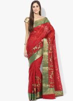 Rang Banarasi Maroon Embroidered Cotton Silk Saree