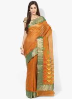 Rang Banarasi Mustard Yellow Embroidered Cotton Silk Saree