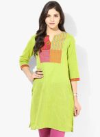 Rangmanch By Pantaloons Green Solid Kurtas