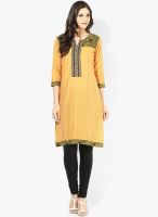 Rangmanch By Pantaloons Yellow Solid Kurtas