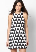 Rattrap Black Colored Printed Skater Dress