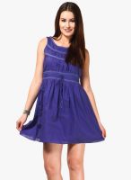 Remanika Sleeveless Blue Dress With Drawstrings At Waist