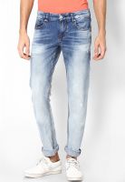 Rookies Solid Light Blue Slim Fit Jeans