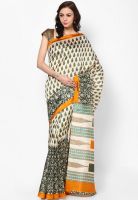 Satrang Silk Blend Cream Saree
