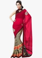 Shonaya Red Embroidered Saree
