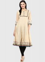 Span Beige Printed Kurtis