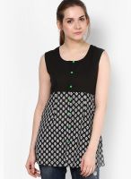 Span Black Embroidered Kurtis