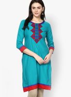 Span Cotton Aqua Blue Kurti